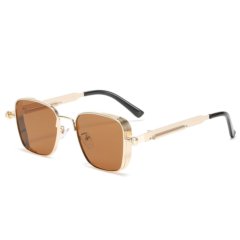 Wholesale Vintage Box Steampunk Metal Style European American Hip Hop Personality Spring Leg Sunglasses